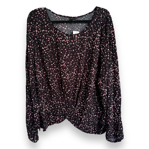 Torrid Womens Blouse Sz 2 2X 18‎ 20 Challis Twist Front Crop Top Black Paisley - Picture 4 of 8